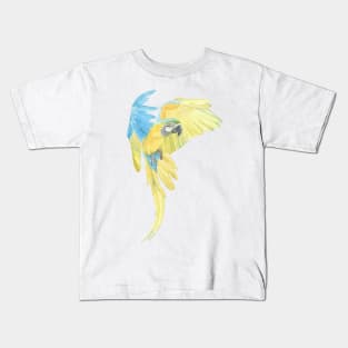 blue and gold macaw - watercolor parrot portrait Kids T-Shirt
